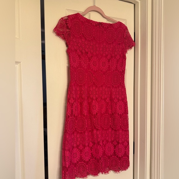 Eliza J Pink Scalloped Lace Cap Sleeve Dress 4 - Picture 6 of 6